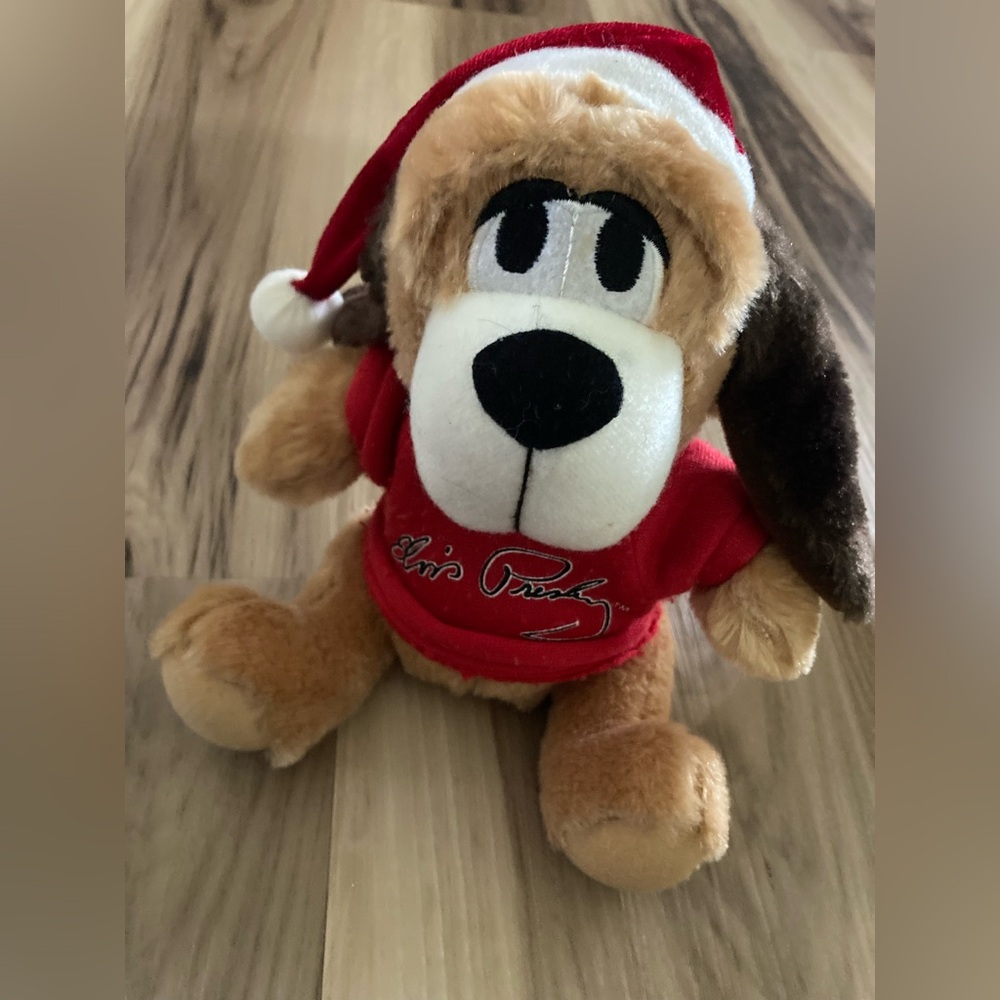 Elvis Presley Signature Product Christmas Hound Dog Plush 9" with Christmas Hat
